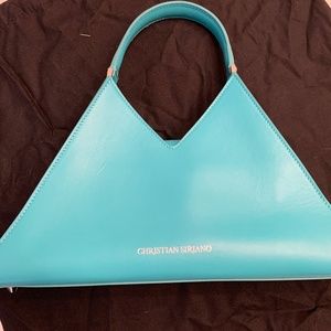 CHRISTIAN SIRIANO AQUA TRIANGLE HANDBAG - NO TAG BUT NEVER WORN